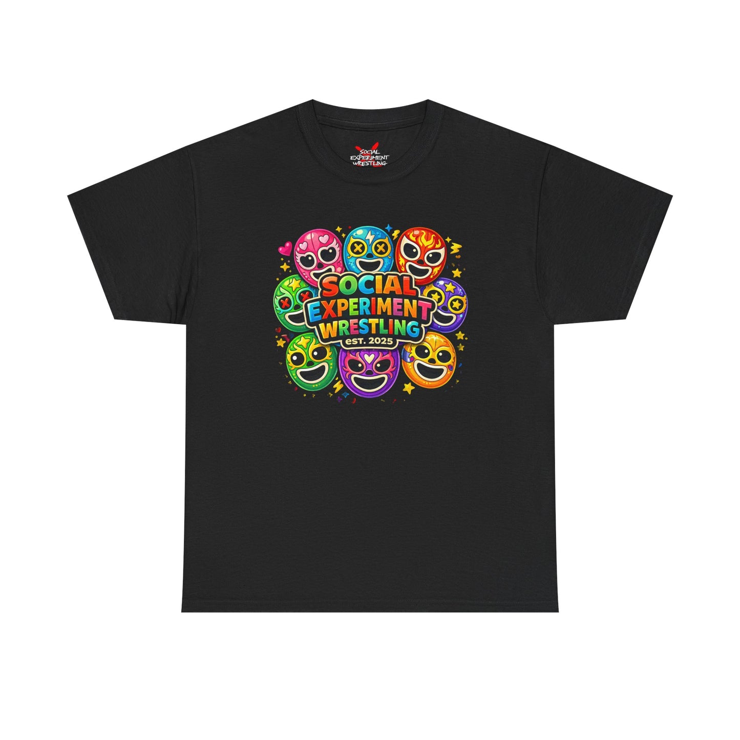 Super Social Experiment Wrestling  — Colorful Luchador Emoji Graphic T-Shirt #32